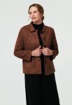 Womens Faux Suede Crop Jacket In Brown - Brown 2XL