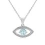 DESTINY 925 Sterling Silver Blue Topaz Evil Eye Necklace