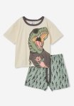 Cotton On Felix Short Sleeve Pyjama Set - Dark Vanilla cool Skater Dino