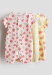 3 Pack Cotton Sleepsuits - Yellow Watermelons