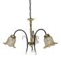 Polished Brass 3 Light Chandelier With Amber Glasses