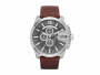 Diesel Mega Chief Silver Round Leather Men's Watch DZ4290