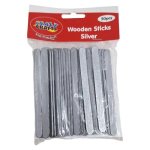 Wooden Sticks Silver 50 Piece