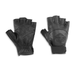 Women’s Bar & Shield Fingerless Leather Gloves Black