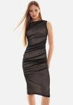 Knitted Gray Lined Tulle Dress - Schwarz