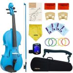 Crafteem 1 4 Fiddle Blue Colored Premium Violin Outfit For Beginners Adults Kids With 5 Color Fingering Tape- Handcrafted Studen