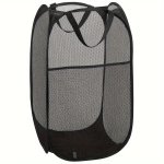 1PC Pop-up Mesh Laundry Hamper - Portable & Foldable Black/white/grey With Handles For Easy Carrying - Ideal For Home Bathroom B