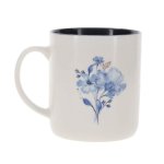 Love Floral Ceramic Mug With Navy Blue Interior