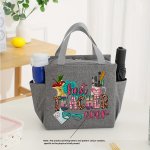 Teacher Print Large Capacity Portable Insulated Box Bag Insulated Zipper Tote Bag For Work Or Travel