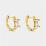 Goldair Gold Plated Sterling Silver Cubic Zirconia Baguette Huggie Earrings