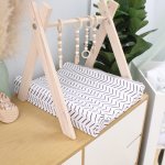 Changing Mat Cover Black Herringbone Pattern