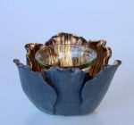 Black & Gold Flower Tealight Holder- 7X10CM