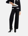 Sissy Boy Contrasted Wide-leg Knit White black Pants - XL White