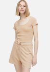 Pointelle Jersey Top - Beige