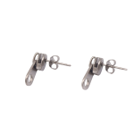 Silver Zipper Stud Earrings - Silver