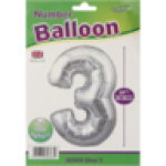 UK Silver Number 3 Foil Balloon 86CM