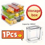 Stackable 800ML Refrigerator Organizer Bins With Lids - Bpa-free Clear Storage Containers For Fruits Vegetables Food Drinks & Ce