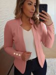 Solid Open Front Button Decor Blazer Elegant Long Sleeve Blazer For Office & Work Women's Clothing