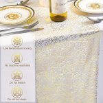 Festive Golden Mesh Table Runner - Superior Quality Easy To Cut Suitable For Weddings Christmas And More - 108 In X 275 Cm