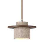 Seattle Marble And Wood Pendant Light Oak Walnut - Walnut And Travertine