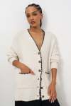 Contrast Stitch Cardigan - XL Milk