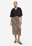 Cr Pe High-slit Skirt - Light Beige leopard Print