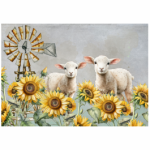Deco Print Lambs And Sunflowers