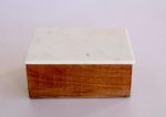Oblong Wooden Box Marble Lid 7.5X18X13CM