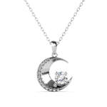 Cel Sta 925 Sterling Silver 0.6CT Moissanite Crescent Necklace