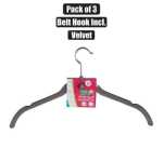 Clothes Hangers Velvet W hook 3PC Marketplace Brits Bros