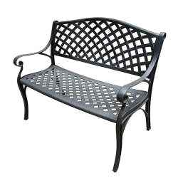 Lifespace Cast Aluminium Patio Garden Bench With Armrests Black