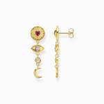 Yellow-gold Plated Earrings With 3D Symbols And Colourful Stones