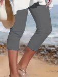 Solid Simple Leggings Casual Simple Versatile Capri Leggings Women's Clothing