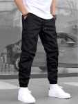 Men's Trendy Solid Footed Cargo Pants With Side Pocket Non Stretch Casual Trousers For Men's Outdoor Activities
