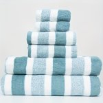 6PCS Striped Pattern Towel Set Household Coral Fleece Towel Soft Face Towel Bath Towel Absorbent Towels For Bathroom Bath Towel