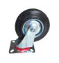 Caster Wheel Rubber 125MM - Swivel Galvanised Steel Plate