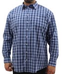 Mens Long Sleeve Check Shirt - 8XL Nvy blue