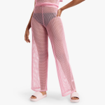 Women&apos S Pink Crochet Co-ord Wide Leg Pants