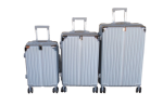 Smte Silver 3-PIECE Luggage Set-abs Hardside Suitcases With 360 Spinner Wheels With Keychain