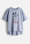 Printed Pyjamas - Dusty Blue Mickey Mouse