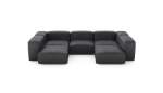 U-shape Sofa - Leather - Dark Grey - 314CM X 220CM