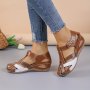 Women's Casual Wedge Sandals Closed Toe Hollow Out Faux Leather Shoes Comfort Summer Sandals