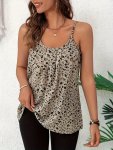 Allover Print Spaghetti Strap Top Elegant Ruched Cami Top For Spring & Summer Women's Clothing