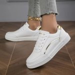 Women's Ultra-soft White Faux Cover Sneakers - Durable Non-slip Lace-up Casual Shoes For All Seasons