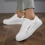 Women's Ultra-Soft White Faux Cover Sneakers - Durable Non-Slip Lace-Up Casual Shoes For All Seasons