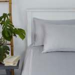400 Thread Count Sateen Egyptian Cotton Two Line Satin Stitch DUVET COVER SET - Silver - King 230 X 220CM