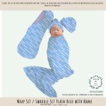Wrap Set Swaddle Set Plain Blue With Name