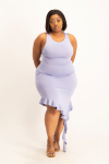 Elora Asymmetrical Ruffle Dress - Persian Violet - XXL
