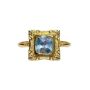 Blue Topaz Ring With Square Diamond Jewelry And Unique Carving