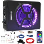 10" 800W Under Seat Car Subwoofer Blue-tooth Subwoofer For Cars With Multicolored LED Ambient Light Portable Car Audio Save Cars